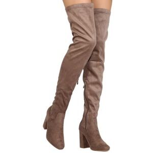 Taupe Vegan Suede OTK Boots